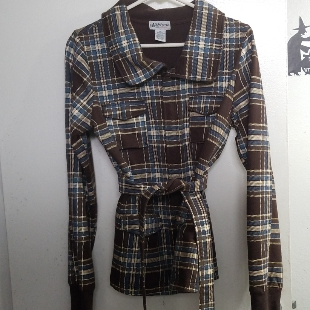 Women's Brown Checkered Jacket
